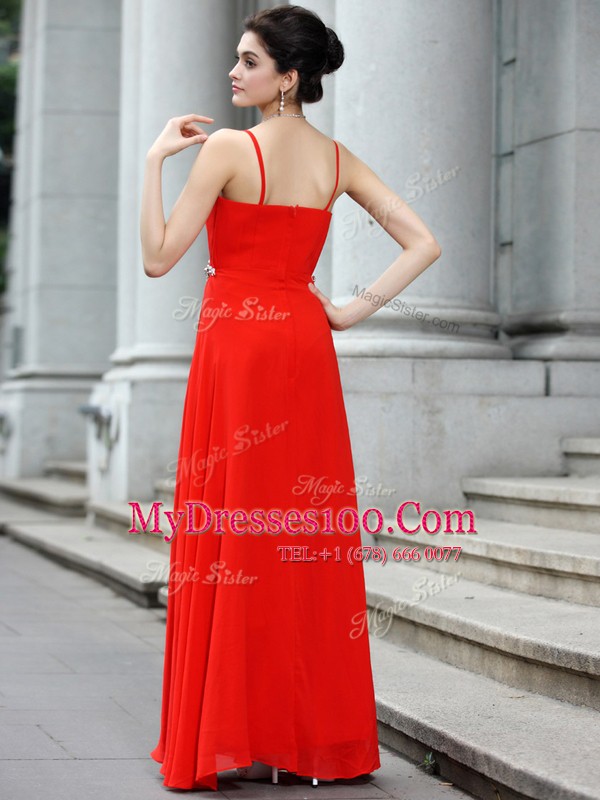 Floor Length Column/Sheath Sleeveless Coral Red Homecoming Dress Zipper