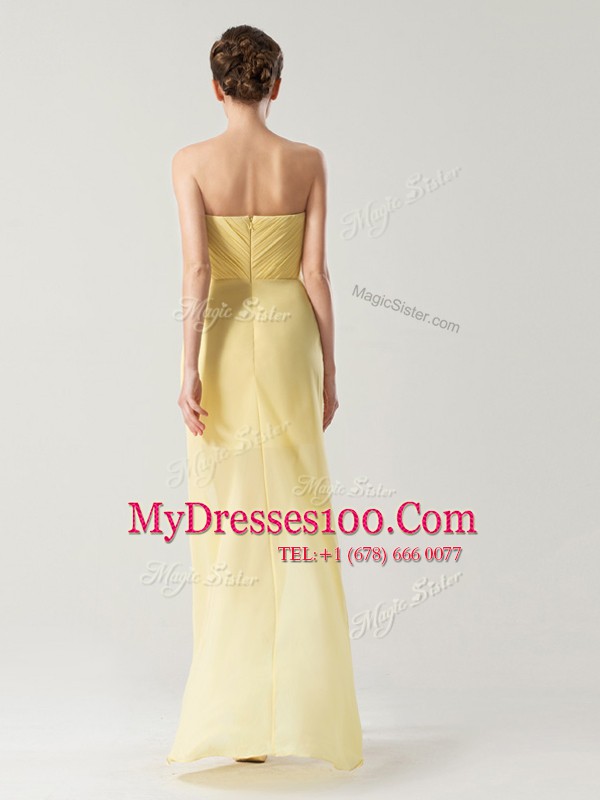 Super Sleeveless High Low Ruching Zipper with Light Yellow