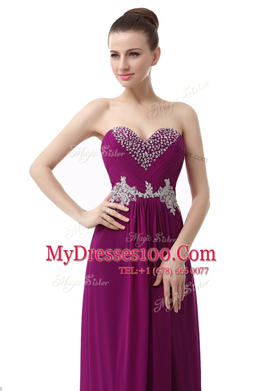 Charming Purple Sleeveless Chiffon Lace Up Homecoming Dress Online for Prom and Party
