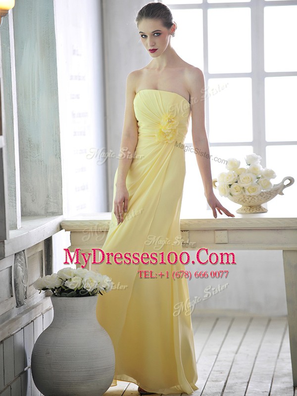 Sexy Sleeveless Lace Up Floor Length Hand Made Flower Prom Gown