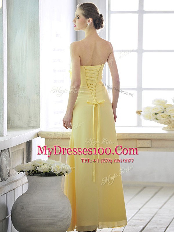 Sexy Sleeveless Lace Up Floor Length Hand Made Flower Prom Gown