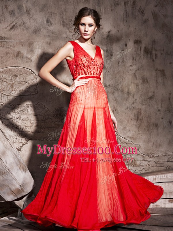 Cheap Straps Sleeveless Chiffon Evening Dress Beading Zipper