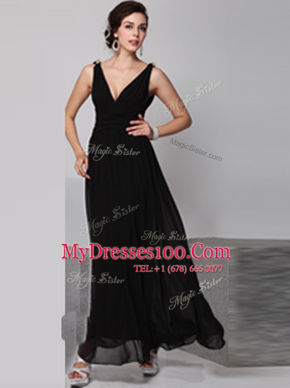 High End Wine Red Sleeveless Floor Length Beading Backless Mother Of The Bride Dress