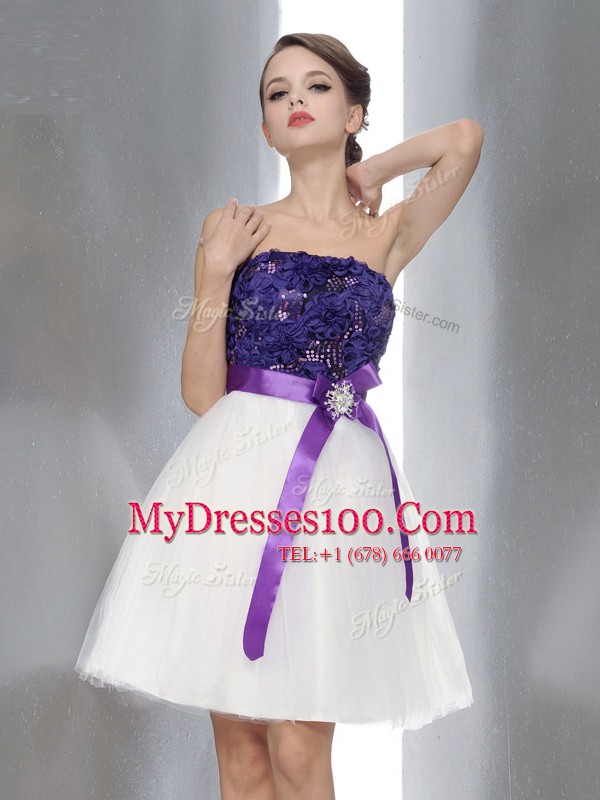 Superior Chiffon Sleeveless Knee Length Cocktail Dress and Beading and Sashes ribbons