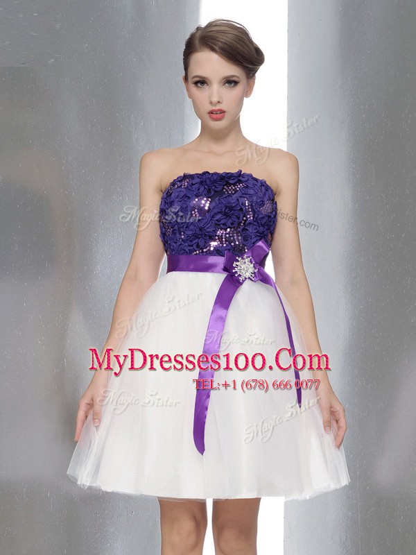 Superior Chiffon Sleeveless Knee Length Cocktail Dress and Beading and Sashes ribbons