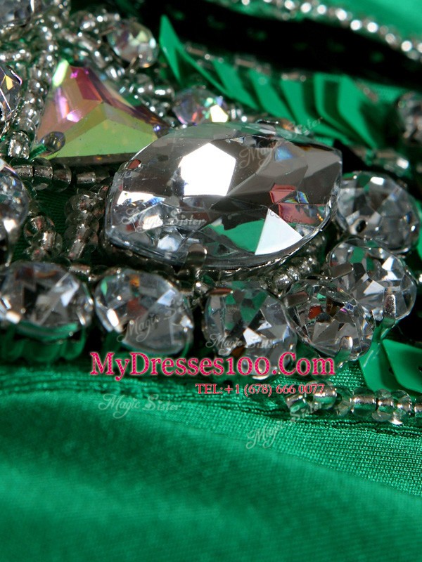 Sweet Green Sleeveless Elastic Woven Satin Criss Cross Prom Dresses for Prom and Party