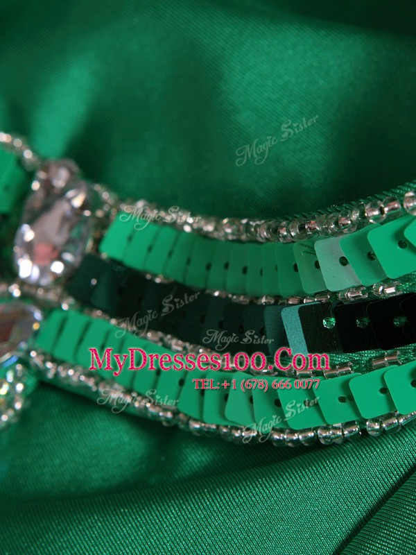 Sweet Green Sleeveless Elastic Woven Satin Criss Cross Prom Dresses for Prom and Party