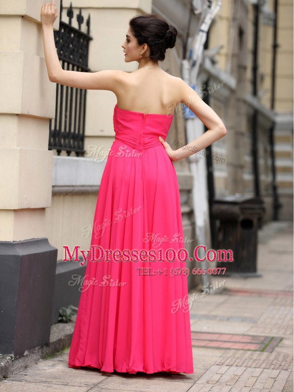Sleeveless Zipper Floor Length Sashes ribbons and Ruching and Hand Made Flower Dress for Prom