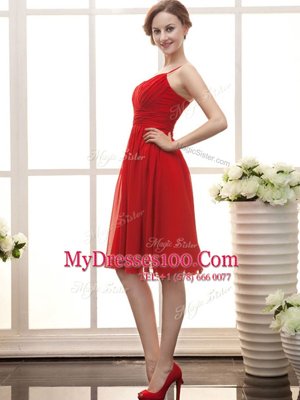 High End Knee Length A-line Sleeveless Wine Red Club Wear Zipper