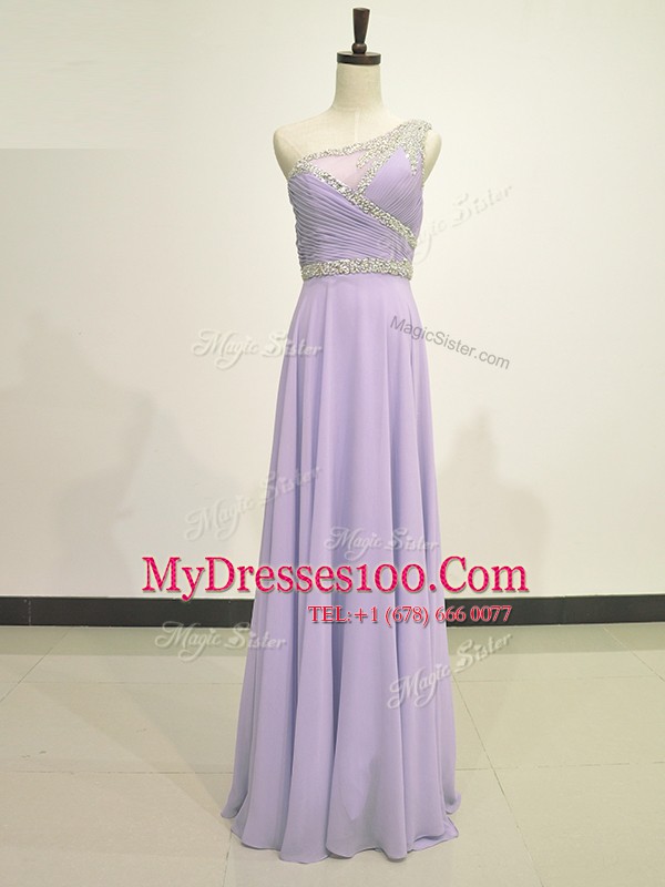 Best Selling One Shoulder Sleeveless Beading Zipper Formal Evening Gowns