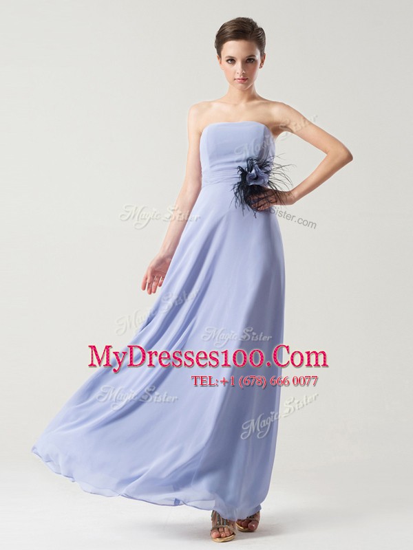Hot Pink Prom Evening Gown Prom and For with Hand Made Flower Strapless Sleeveless Zipper