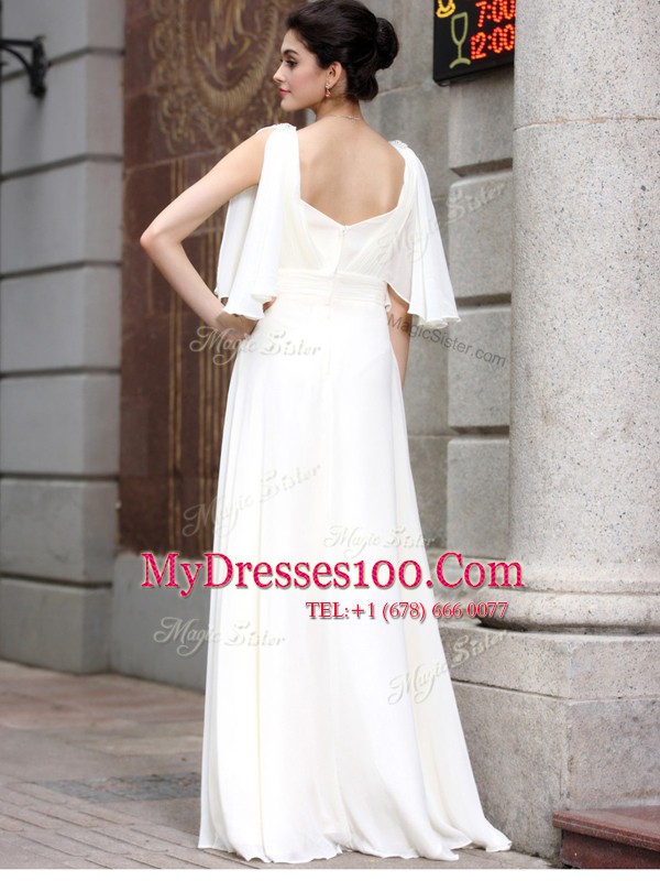 Super Square Half Sleeves Chiffon Mother Of The Bride Dress Beading Zipper