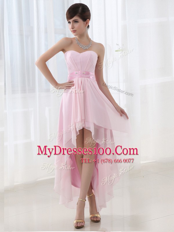Sophisticated Baby Pink Sweetheart Lace Up Beading Cocktail Dresses Sleeveless