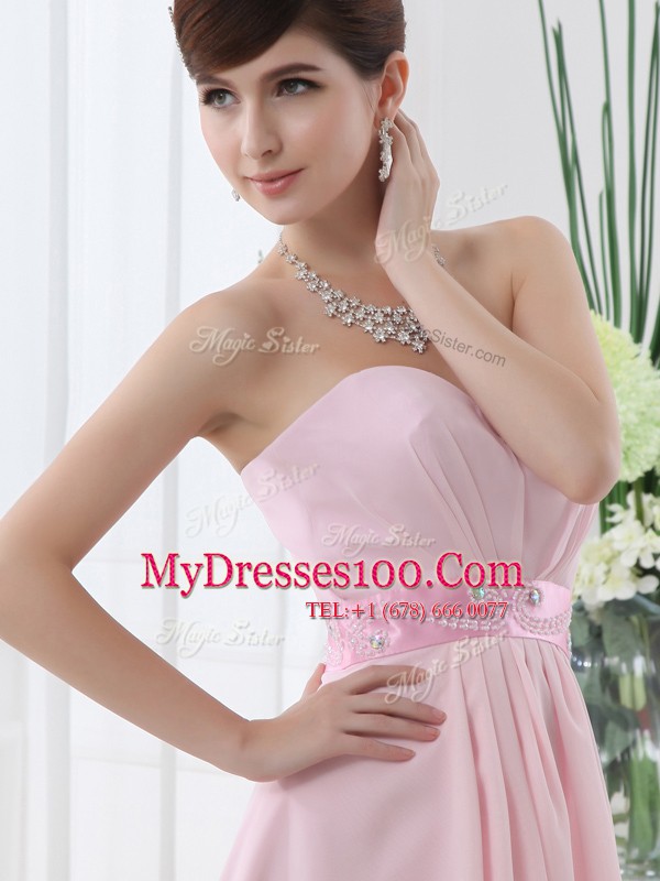 Sophisticated Baby Pink Sweetheart Lace Up Beading Cocktail Dresses Sleeveless