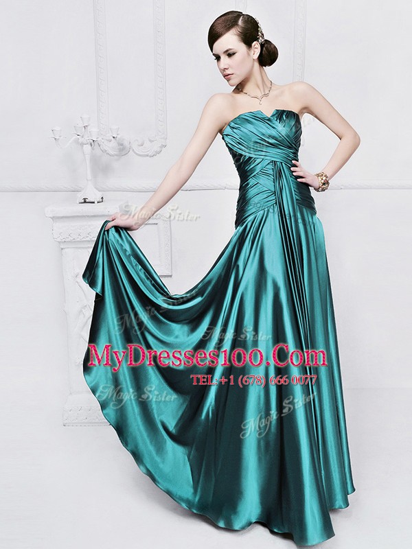 Strapless Sleeveless Elastic Woven Satin Ruching Lace Up