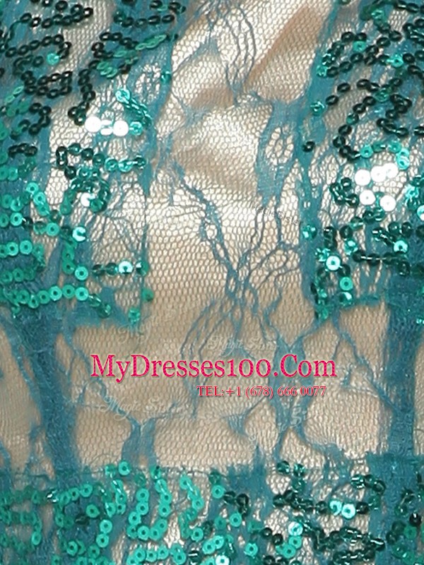 Scoop Tulle Sleeveless Floor Length Prom Gown and Beading and Sequins