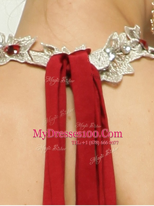Excellent Sleeveless Brush Train Zipper With Train Beading and Appliques Prom Dress