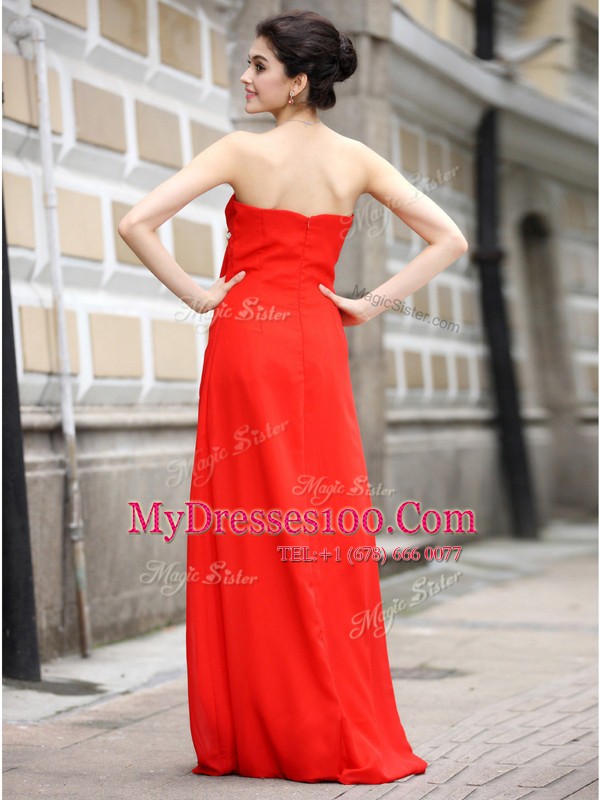 Hot Selling Coral Red Sleeveless Chiffon Zipper Homecoming Party Dress for Prom and Party