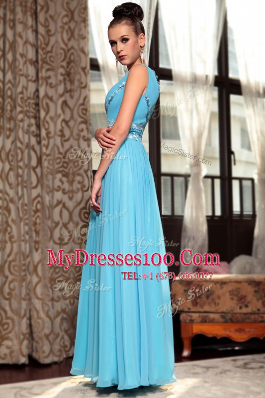 Sleeveless Side Zipper Ankle Length Beading and Appliques and Ruching Prom Gown