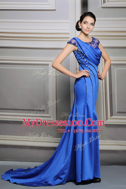 Scoop Sleeveless Court Train Beading Zipper Homecoming Dress