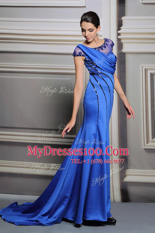 Scoop Sleeveless Court Train Beading Zipper Homecoming Dress