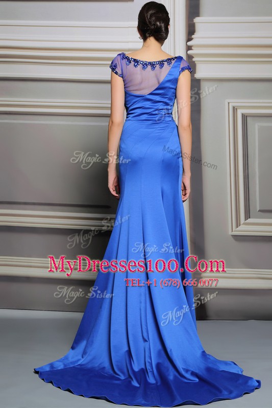 Scoop Sleeveless Court Train Beading Zipper Homecoming Dress