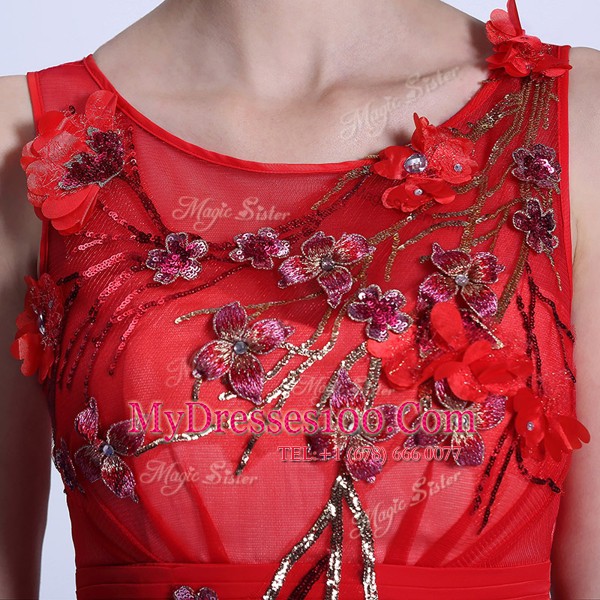 Decent Sleeveless Hand Made Flower Zipper Mother Of The Bride Dress