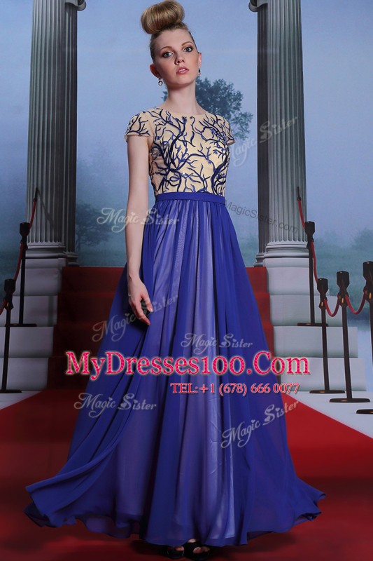 On Sale Scoop Sequins Floor Length Column/Sheath Cap Sleeves Royal Blue Mother Of The Bride Dress Zipper