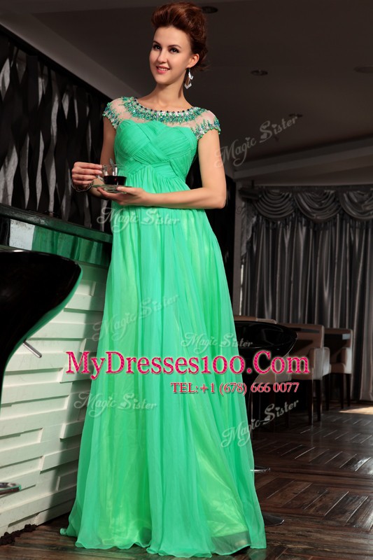 Designer Scoop Sleeveless Beading and Ruching Side Zipper Mother Of The Bride Dress