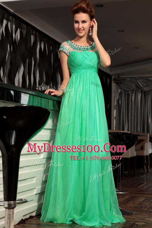Designer Scoop Sleeveless Beading and Ruching Side Zipper Mother Of The Bride Dress