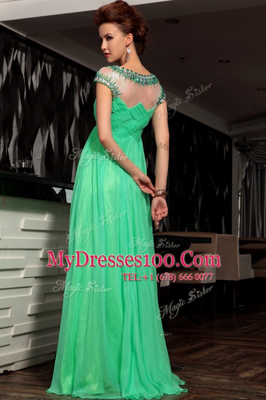 Designer Scoop Sleeveless Beading and Ruching Side Zipper Mother Of The Bride Dress