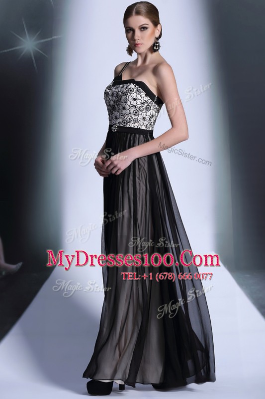 Black Side Zipper Strapless Appliques Womens Evening Dresses Chiffon Sleeveless