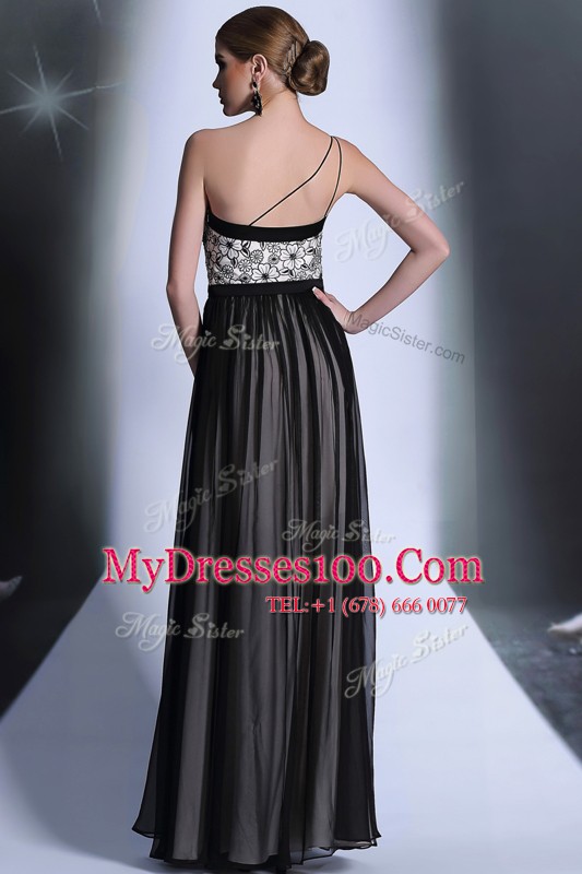 Black Side Zipper Strapless Appliques Womens Evening Dresses Chiffon Sleeveless