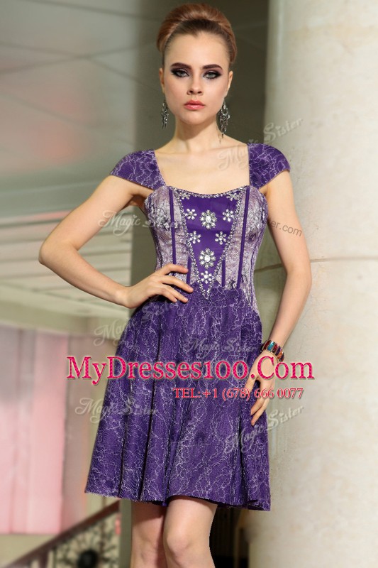 Fashion Lace Sleeveless Mini Length Cocktail Dresses and Beading