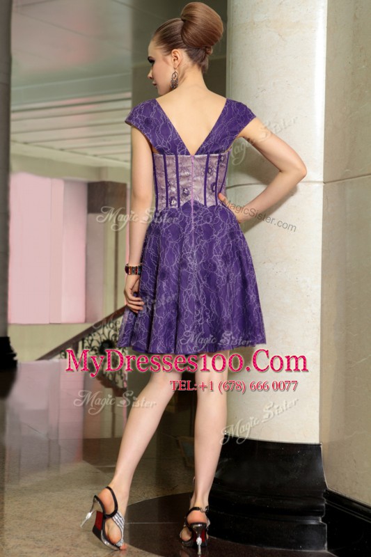 Fashion Lace Sleeveless Mini Length Cocktail Dresses and Beading