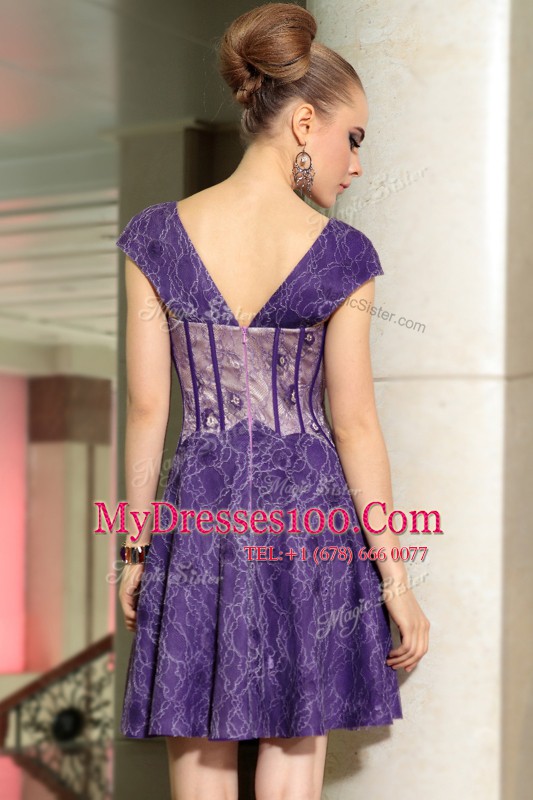 Fashion Lace Sleeveless Mini Length Cocktail Dresses and Beading
