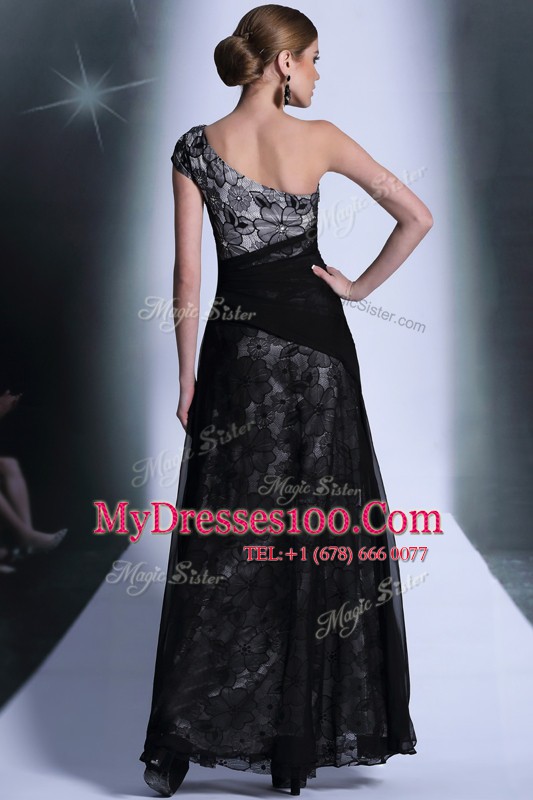 On Sale One Shoulder Sleeveless Tulle and Lace Mother Of The Bride Dress Embroidery Side Zipper