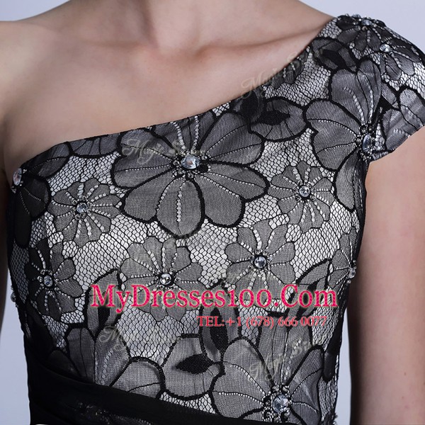 On Sale One Shoulder Sleeveless Tulle and Lace Mother Of The Bride Dress Embroidery Side Zipper
