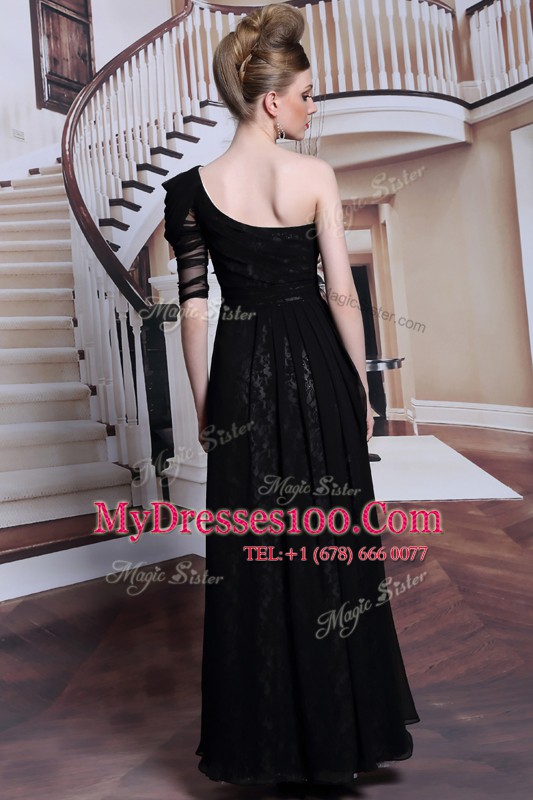 Gorgeous One Shoulder Sleeveless Lace and Sequins Side Zipper Mother Of The Bride Dress