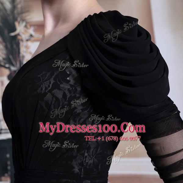Gorgeous One Shoulder Sleeveless Lace and Sequins Side Zipper Mother Of The Bride Dress