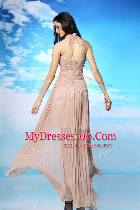 High Low Side Zipper Homecoming Dress Peach for Prom and Party with Ruching