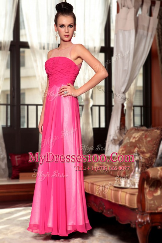 Decent Scoop Sleeveless Zipper Ankle Length Ruching Homecoming Dress