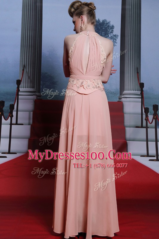 Traditional Pink V-neck Neckline Beading and Appliques Homecoming Dress Sleeveless Clasp Handle