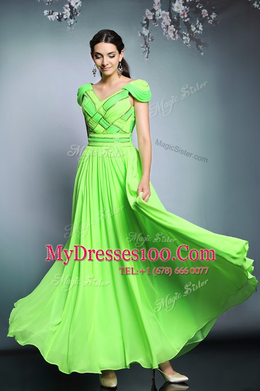 Wonderful Backless Mother Of The Bride Dress Pattern Short Sleeves Floor Length