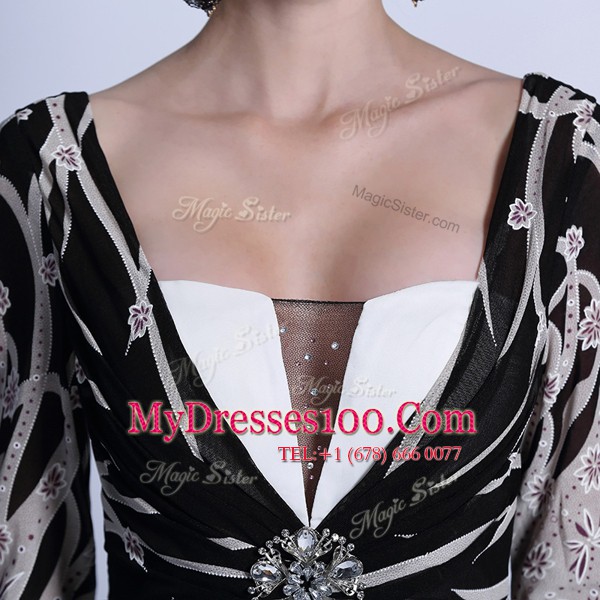 Black Square Zipper Pattern Mother Of The Bride Dress Half Sleeves