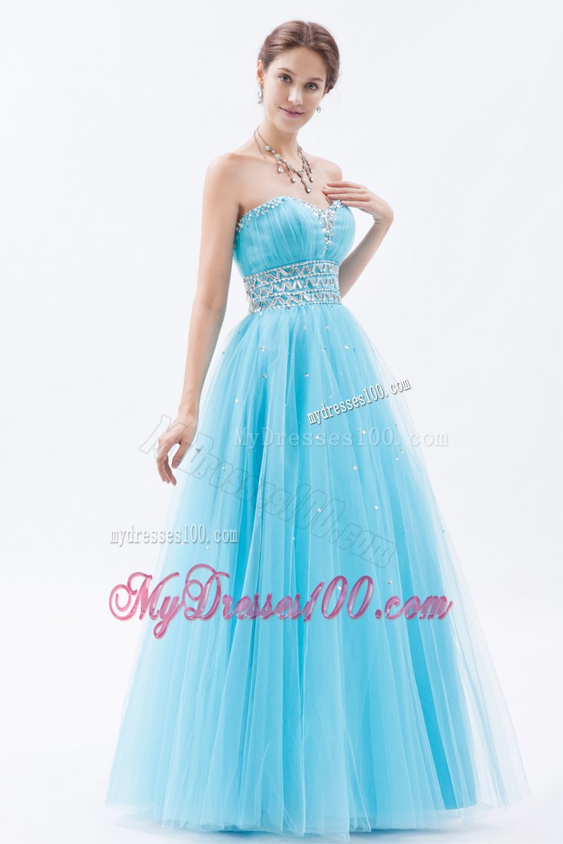 Baby Blue Princess Sweetheart Prom Dress with Beading