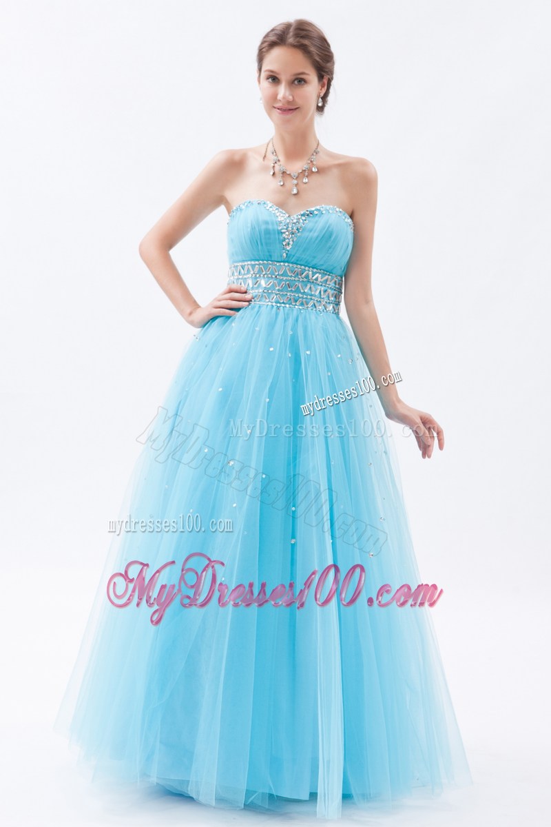 Baby Blue Princess Sweetheart Prom Dress with Beading