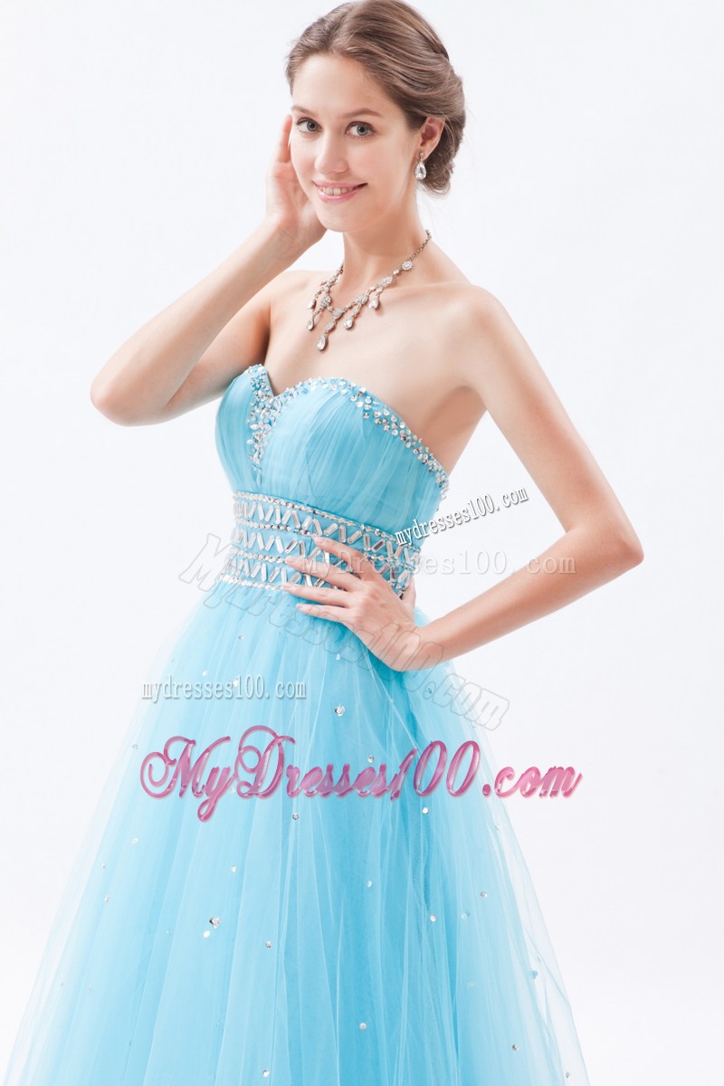 Baby Blue Princess Sweetheart Prom Dress with Beading