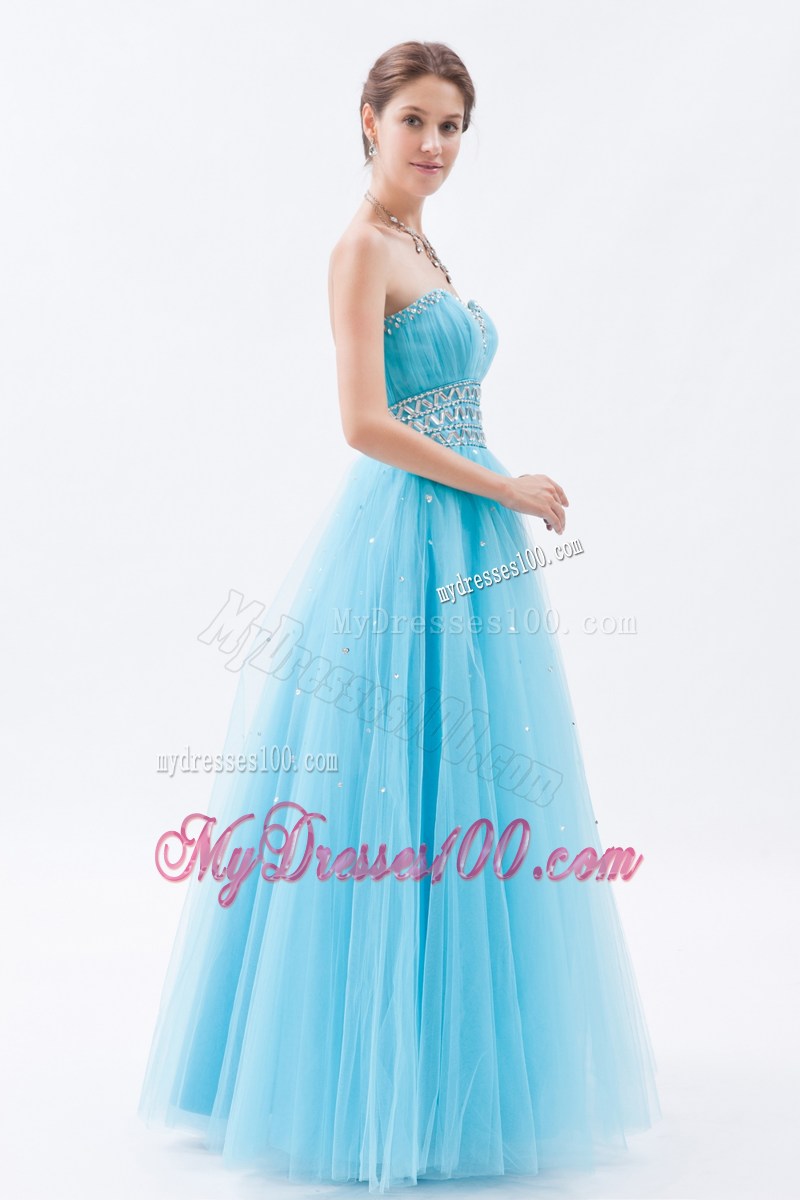 Baby Blue Princess Sweetheart Prom Dress with Beading