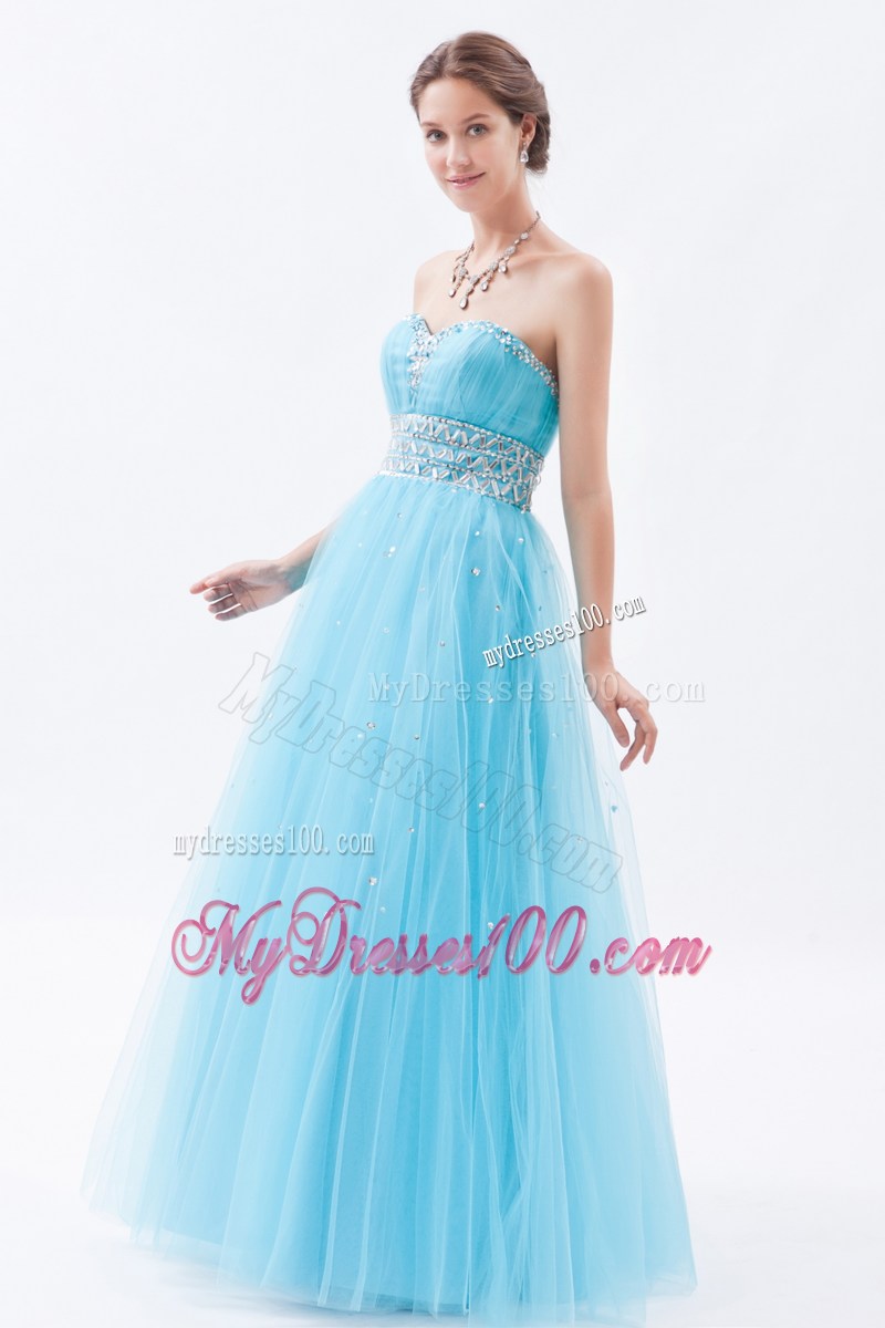 Baby Blue Princess Sweetheart Prom Dress with Beading